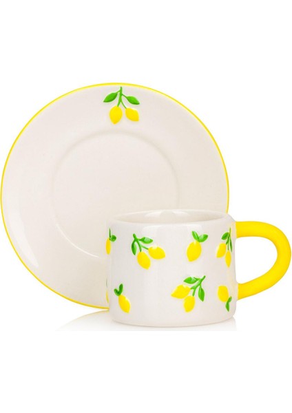 Lcw Home Limon Baskılı 2 Kişilik Seramik Kahve Fincan Takımı 100 ml