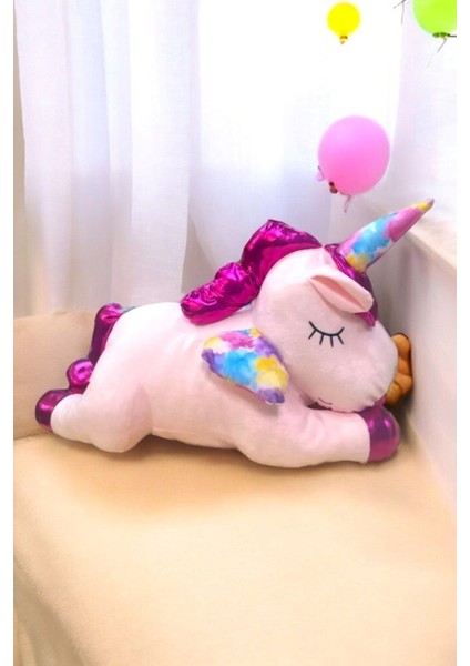 Luxury Tek Boynuzlu At Ünicorn 70 cm Uyku Arkadaşı Peluş Oyuncak Ponny 1 Adet