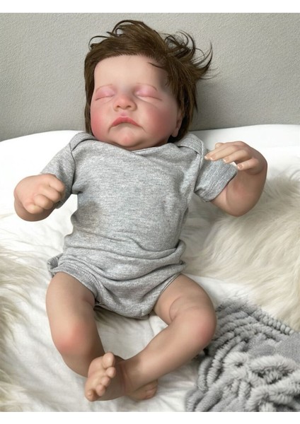 Luxury Reborn Bebek Gerçek Saçlı Takımelbiseli Vinil Silikon Et Oyuncak Bebek 8 Parça Hediyeli 1 Adet fırsatları