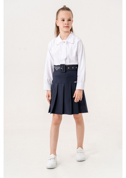 Kız Çocuk Kemerli Pileli Içi Şortlu Etek 6202