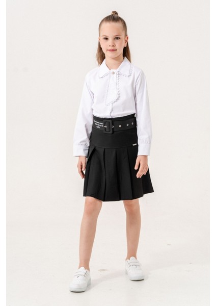Kız Çocuk Kemerli Pileli Içi Şortlu Etek 6202