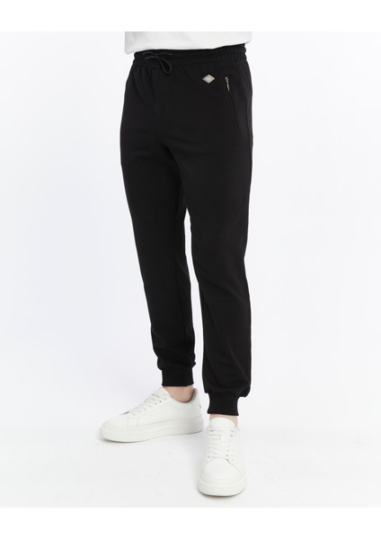 Erkek Siyah Fermuar Cepli Paça Lastikli Eşofman ALT-P782