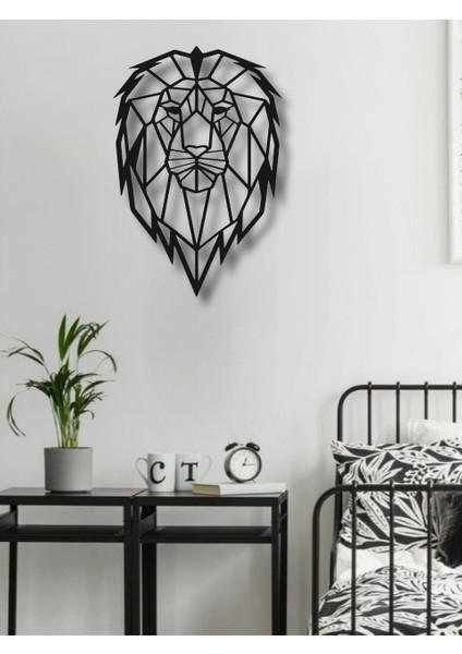 Geometrik Aslan Kafası Metal Duvar Dekoru