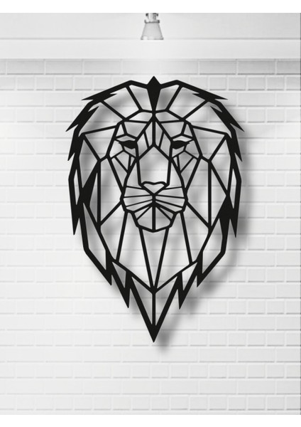 Geometrik Aslan Kafası Metal Duvar Dekoru