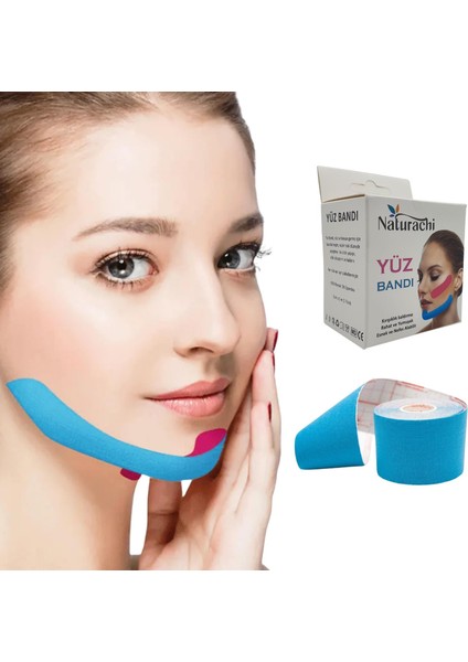 Beauty Tape Yüz Yogası Için Kinesio Tape Face Tape Yüz Germe Bandı Mavi Renk