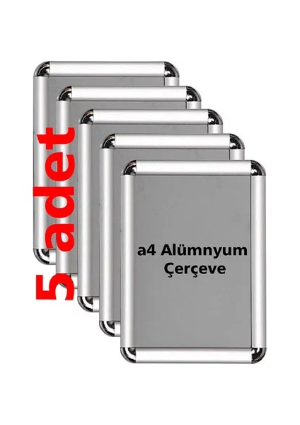 A4 Alüminyum Çerçeve 21X30 cm (5 Li Paket) Klik Klak Rondo Alüminyum Çerçeve