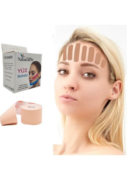Beauty Tape Yüz Yogası Için Kinesio Tape Face Tape Yüz Germe Bandı Bej Renk