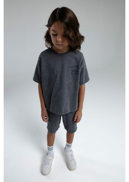 Erkek Çocuk Gri Bermuda Takım