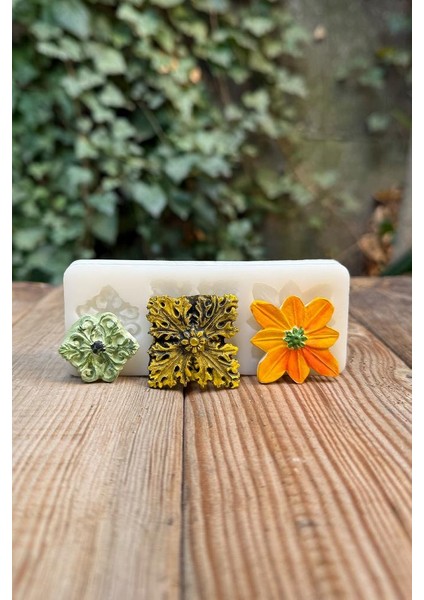 Çiçek Süsleme Set 4 Üçlü Silikon Mum Kalıbı