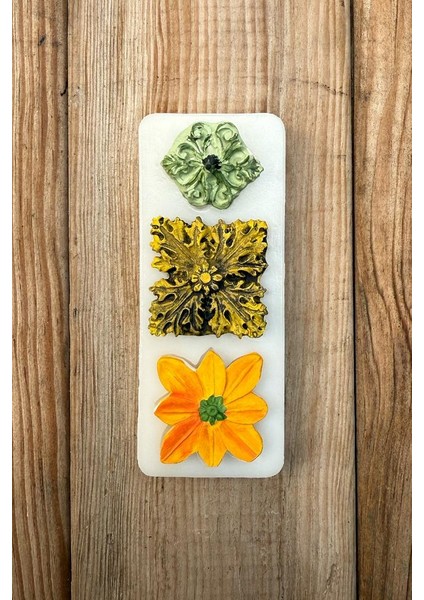 Çiçek Süsleme Set 4 Üçlü Silikon Mum Kalıbı