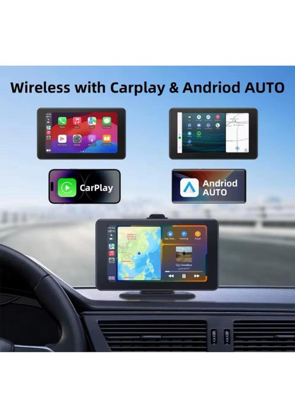 Stonex AKS-702 Kablosuz Carplay Android Auto Tak Çalıştır 7inç Çift Kameralı Kayıt Yapar Multimedya