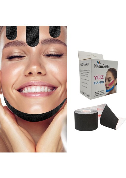 Beauty Tape Yüz Yogası Için Face Tape Yüz Germe Bandı Siyah Renk