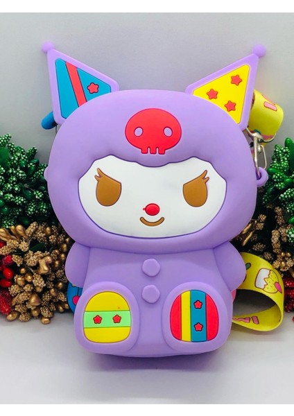 Kuromi Figürlü Arkası Popitli Yumuşak Cüzdan Çanta Askılı