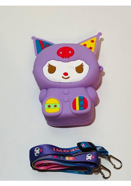 Kuromi Figürlü Arkası Popitli Yumuşak Cüzdan Çanta Askılı
