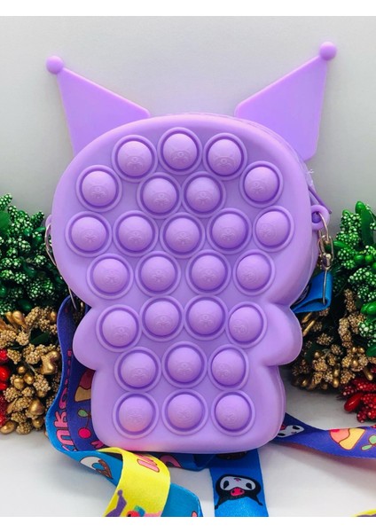 Kuromi Figürlü Arkası Popitli Yumuşak Cüzdan Çanta Askılı