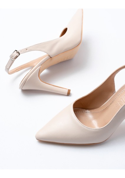 ST-1153 Bej Günlük Arkası Açık 9 cm Topuklu Kadın Ayakkabı fiyatları