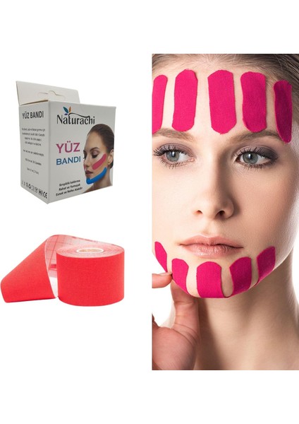 Beauty Tape Yüz Yogası Için Face Tape Yüz Germe Bandı Kırmızı Renk