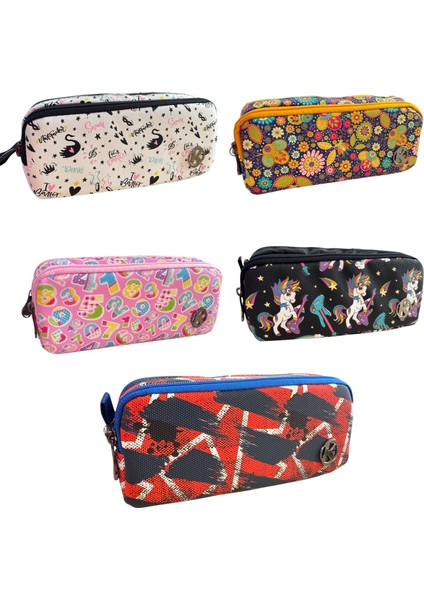 KL22 Babylon Desenli Çift Bölmeli Suni Deri Kalem Çantası