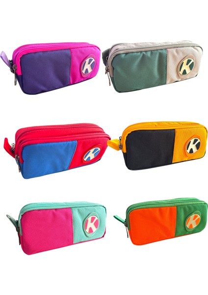 K Model Çift Renk Çift Bölmeli Kalem Çantası