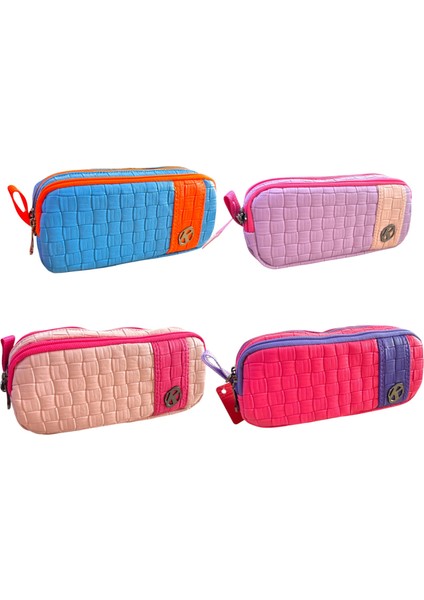 KL24-14 Piazza Double Çift Bölmeli Suni Deri Kalem Çantası