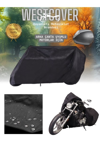 Yamaha X-Max 300 Abs Arka Çanta Uyumlu Siyah Motorsiklet Brandası, Motor Örtüsü WEST01-SIYAH