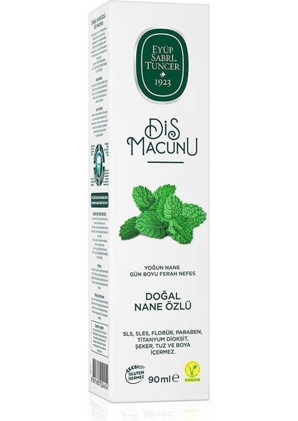 Doğal Diş Macunu 90 gr Nane Özlü