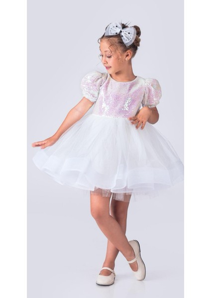 Balerin Model Pullu Kız Çocuk Elbise