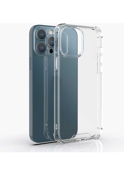 iPhone 13 Pro Max Kılıf Köşe Korumalı Kılıf Şeffaf Köşeli Kılıf Slikon - Şeffaf