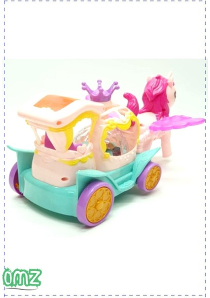Luxury Pony Fayton Işıklı MÜZIKLI-JD193-3A Kız Erkek Cocuk Oyuncak Egitici Montessori Oyuncaklar 1 Adet