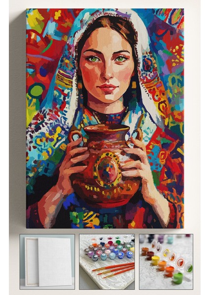 Sayılarla Boyama Tuval Seti Fırça Boya Dahil (Çıtalı) 40X50 Cm- Anadolu Kız