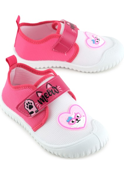 Yazlık Kız Çocuk Rahat Taban Cırt Cırtlı Ayarlanabilir Keten Günlük Ayakkabı