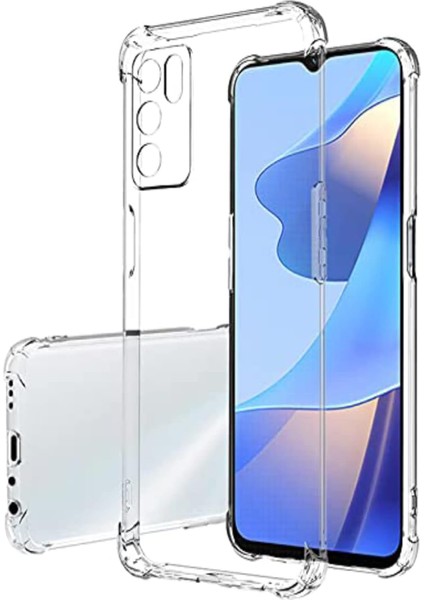 Oppo A16 Kılıf Köşe Korumalı Kılıf Şeffaf Köşeli Kılıf Slikon - Şeffaf