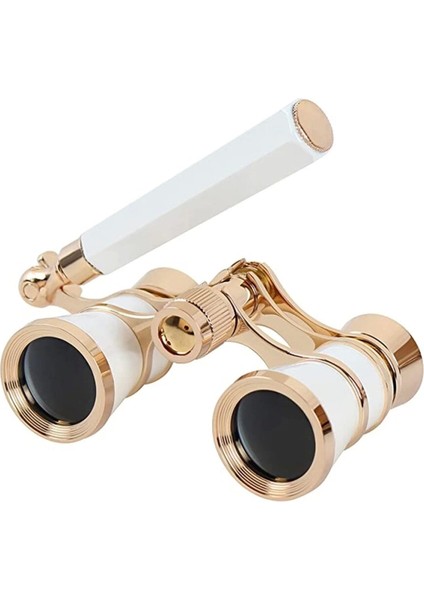 Nefis Işlemeli, Tiyatro / Opera Dürbünü 3X25 Prinç Metal Kaplamalı Retro Beyaz modelleri