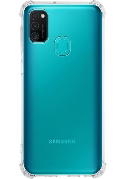 Samsung Galaxy M21 Kılıf Köşe Korumalı Kılıf Şeffaf Köşeli Kılıf Slikon - Şeffaf