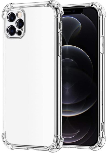 iPhone 12 Pro Kılıf Köşe Korumalı Kılıf Şeffaf Köşeli Kılıf Slikon - Şeffaf