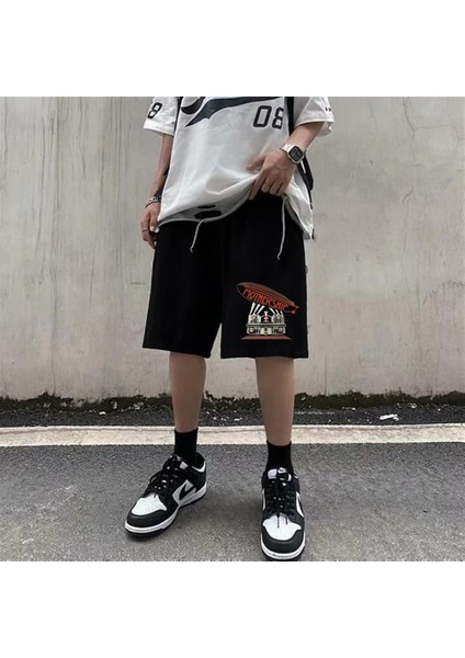 Mothership LED Zeppelin Baskılı Siyah Unisex Penye Şort