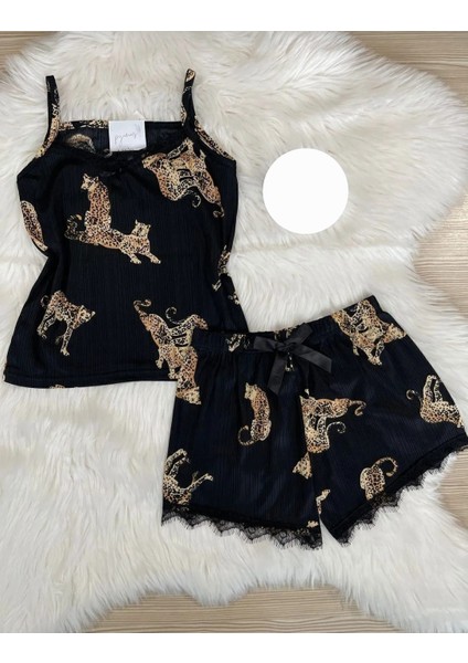 Kadın Askılı Mini Şortlu Pijama Takımı