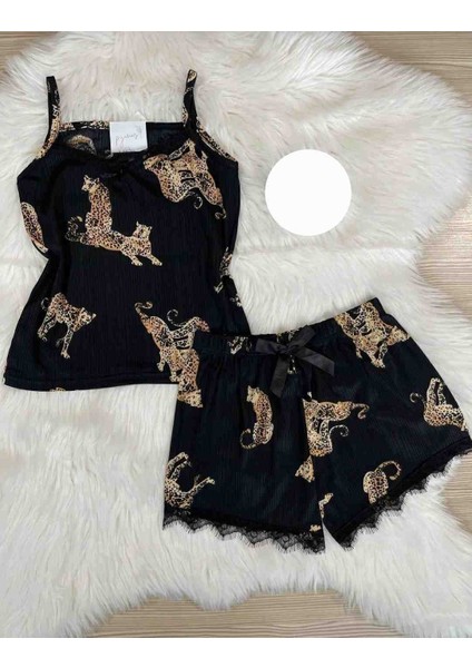 Kadın Askılı Mini Şortlu Pijama Takımı