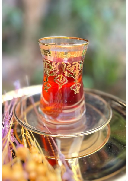 6lı Çay Bardağı Takımı. Altın Yaldızlı Çay Seti. Çeyizlik. Hedieylik. 6 Kişilik Çay Takımı.