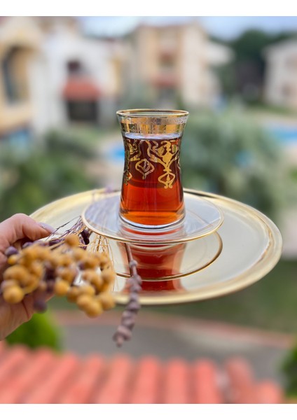 6lı Çay Bardağı Takımı. Altın Yaldızlı Çay Seti. Çeyizlik. Hedieylik. 6 Kişilik Çay Takımı.