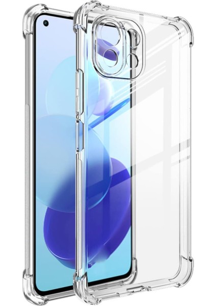 Xiaomi Mi 11 Lite Kılıf Köşe Korumalı Kılıf Şeffaf Köşeli Kılıf Slikon - Şeffaf