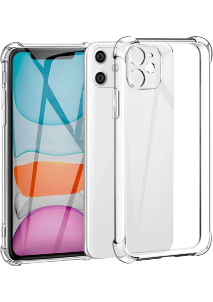 iPhone 11 Kılıf Köşe Korumalı Kılıf Şeffaf Köşeli Kılıf Slikon - Şeffaf
