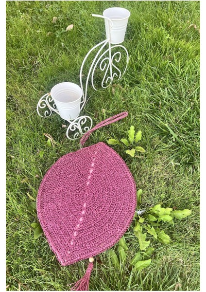 Nazar Boncuklu ,el Yapımı, El Örgüsü, Clutch ,portföy Çanta, Fermuarlı, Mor Püsküllü modelleri