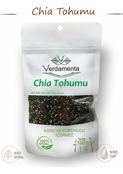 Chia Tohumu - 100 gr - Superfoods - Glutensiz - Keto Dostu - Tam Protein Yüksek Lif