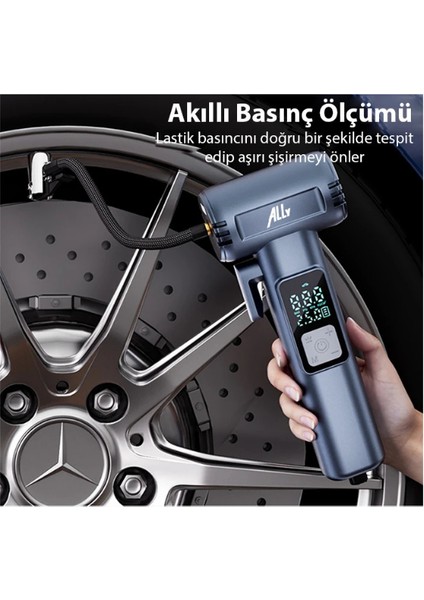 Dijital Şarjlı Araç Lastik Hava Şişirme Pompası Power Bank Penere Kırıcı