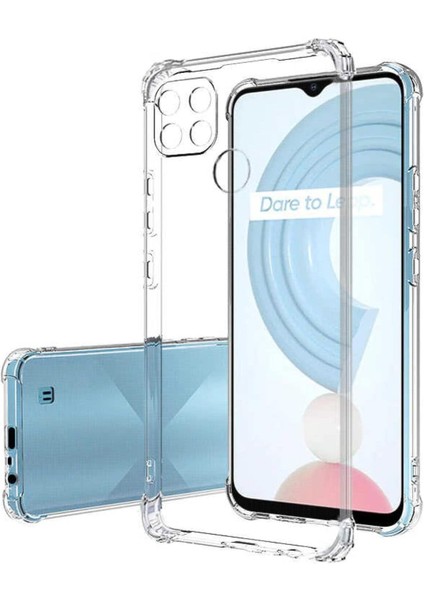 Realme C21 Kılıf Köşe Korumalı Kılıf Şeffaf Köşeli Kılıf Slikon - Şeffaf