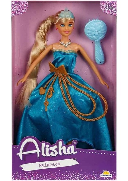 0835 Sun-Rst-Sıs-Mnk Alisha Prenses Uzun Saçlı Aksesuarlı Bebek Set 29 cm 3renk -Sunman fiyatları