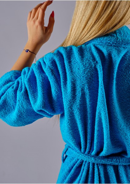 Fabricom Nakışlı Mavi Bornoz Takımı modelleri