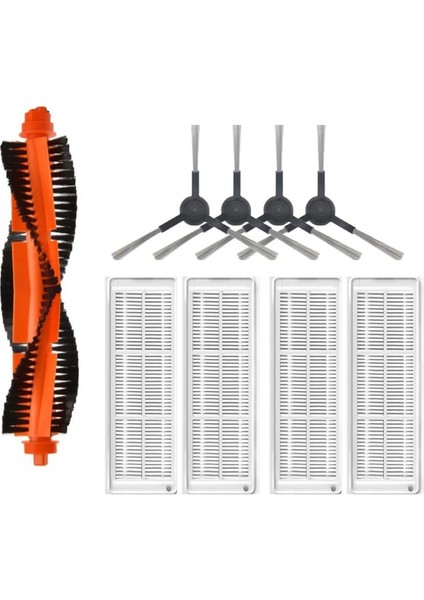Xiaomi Mop Pro (STYTJ02YM) Uyumlu 1 Adet Ana Fırça 4 Adet Filtre 4 Adet Siyah Yan Fırça