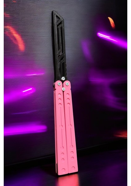 Kelebek Antrenman Alıştırma Bıçağı – Plastik Butterfly Knife (Pembe ve Siyah)